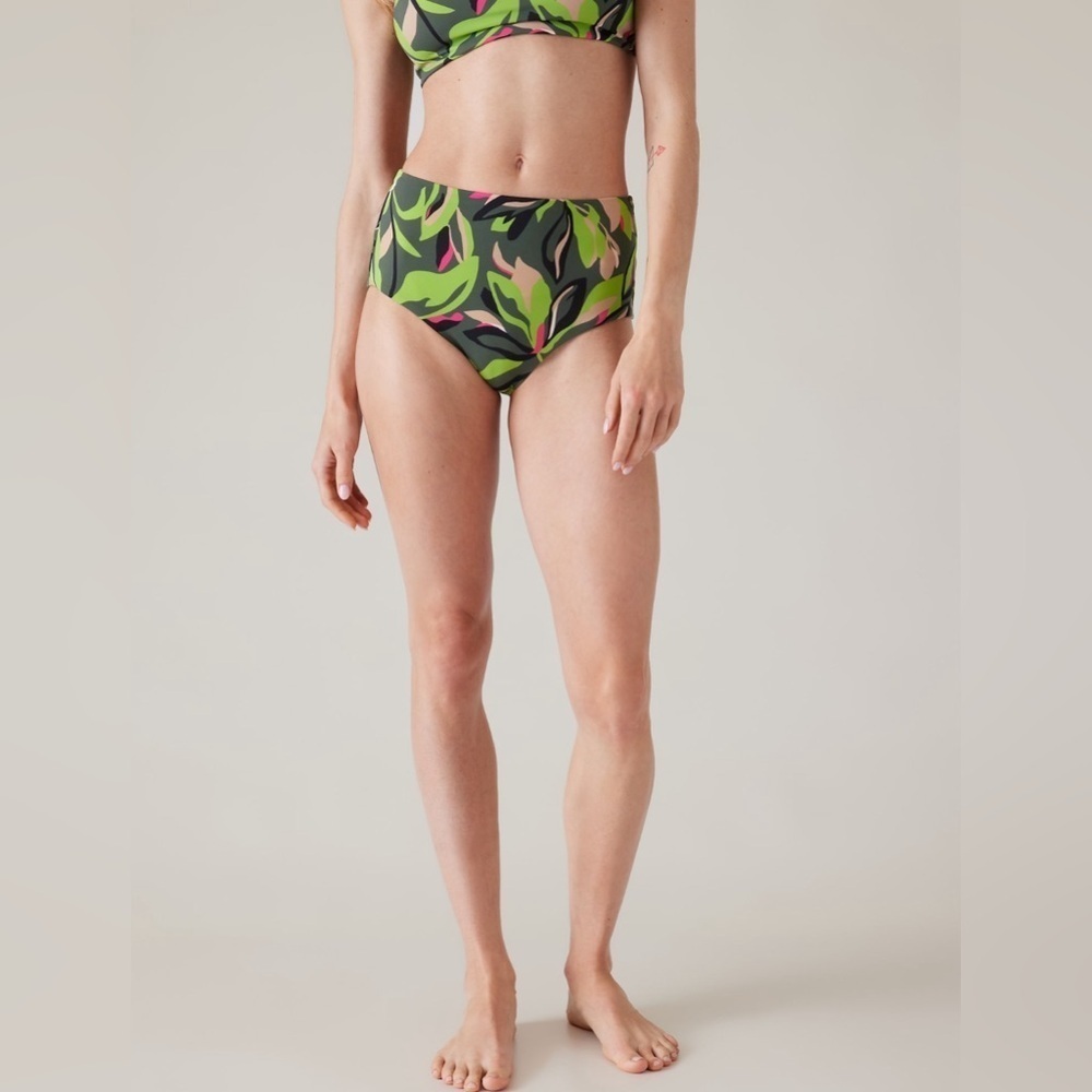 NWT Athleta Deep Fern Floral High Waist Swim Bottom Size XS